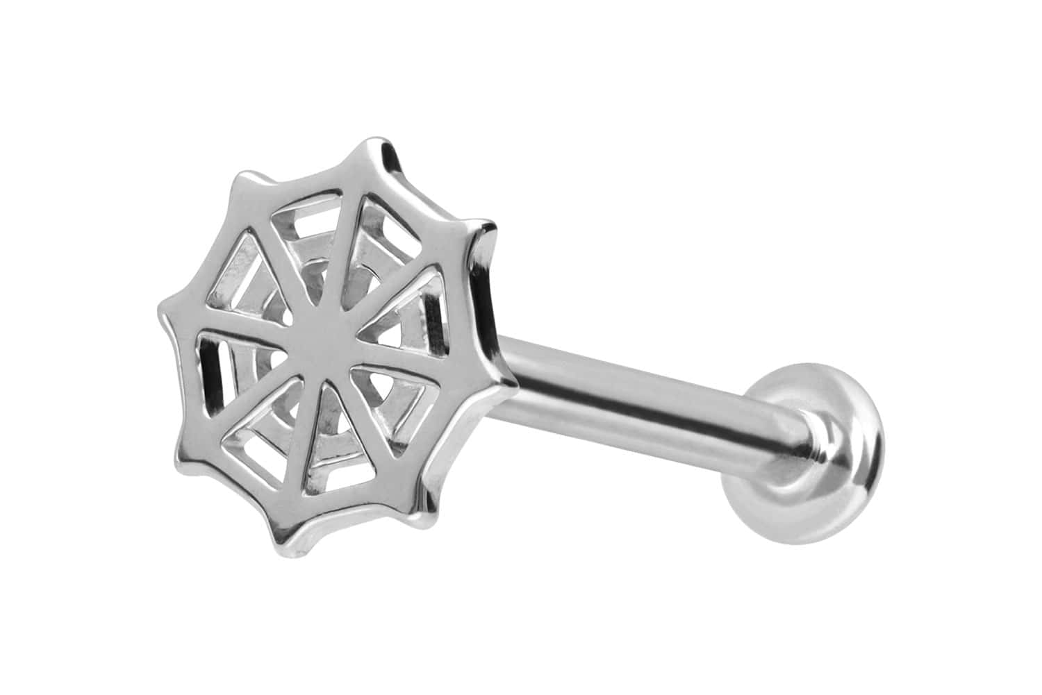 14 Karat Gold Labret Piercing mit Push Fit SPINNENNETZ